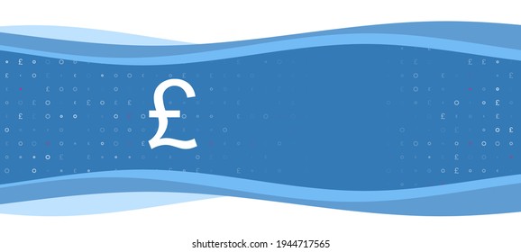 Blue wavy banner with a white pound symbol on the left. On the background there are small white shapes, some are highlighted in red. There is an empty space for text on the right side