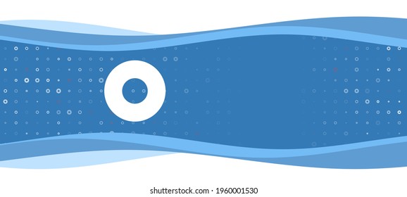 Blue wavy banner with a white record media symbol on the left. On the background there are small white shapes, some are highlighted in red. There is an empty space for text on the right side