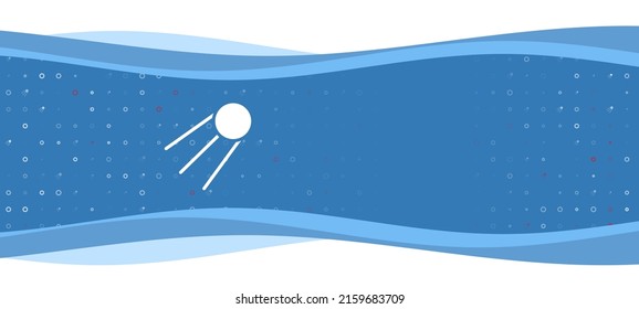 Blue Wavy Banner With A White Satellite Symbol On The Left. On The Background There Are Small White Shapes, Some Are Highlighted In Red. There Is An Empty Space For Text On The Right Side