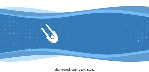Blue wavy banner with a white solo bobsleigh symbol on the left. On the background there are small white shapes, some are highlighted in red. There is an empty space for text on the right side