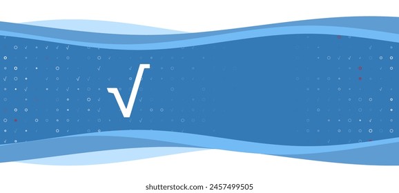 Blue wavy banner with a white square root symbol on the left. On the background there are small white shapes, some are highlighted in red. There is an empty space for text on the right side