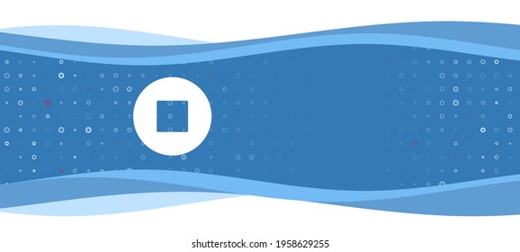 Blue wavy banner with a white stop media symbol on the left. On the background there are small white shapes, some are highlighted in red. There is an empty space for text on the right side