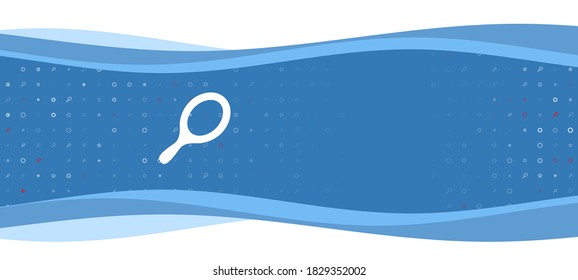 Blue wavy banner with a white tennis symbol on the left. On the background there are small white shapes, some are highlighted in red. There is an empty space for text on the right side