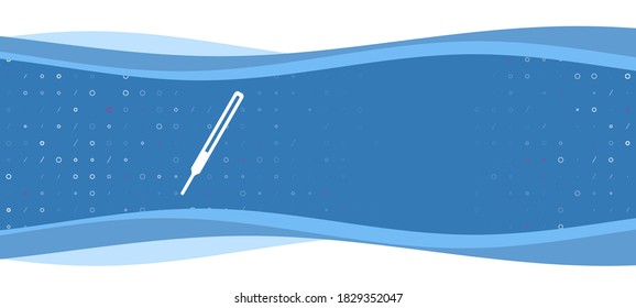 Blue wavy banner with a white thermometer symbol on the left. On the background there are small white shapes, some are highlighted in red. There is an empty space for text on the right side