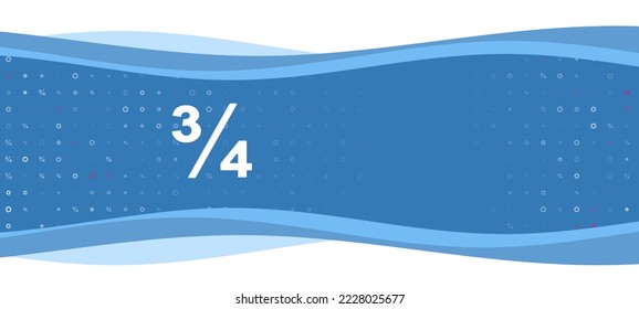 Blue wavy banner with a white three quarters symbol on the left. On the background there are small white shapes, some are highlighted in red. There is an empty space for text on the right side
