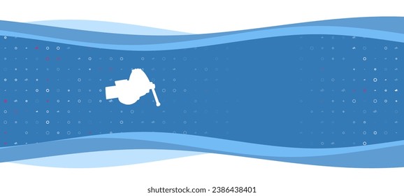 Blue wavy banner with a white vise symbol on the left. On the background there are small white shapes, some are highlighted in red. There is an empty space for text on the right side