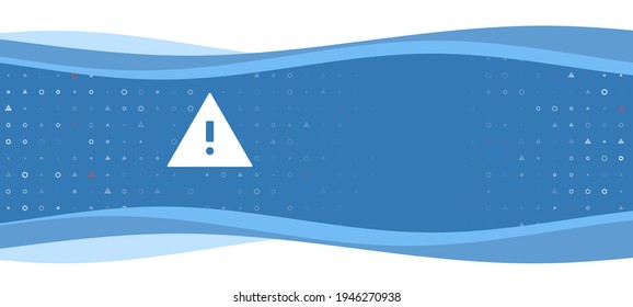 Blue wavy banner with a white warning symbol on the left. On the background there are small white shapes, some are highlighted in red. There is an empty space for text on the right side