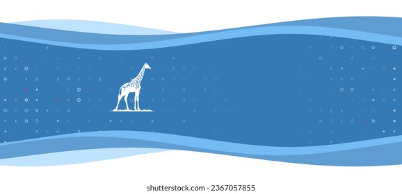Blue wavy banner with a white wild giraffe symbol on the left. On the background there are small white shapes, some are highlighted in red. There is an empty space for text on the right side
