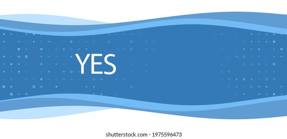 Blue wavy banner with a white yes symbol on the left. On the background there are small white shapes, some are highlighted in red. There is an empty space for text on the right side