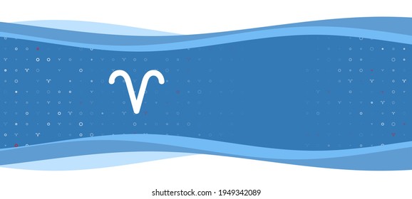 Blue wavy banner with a white zodiac aries symbol on the left. On the background there are small white shapes, some are highlighted in red. There is an empty space for text on the right side