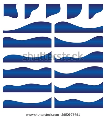Blue Wavy Borders and Decorative Shapes, curve footer border, curve lines graphic element graphic for banner.