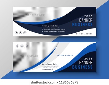 blue wavy business banner template