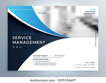 blue wavy business brochure or magazine cover page template