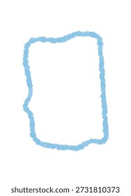 Marco ondulado azul de la caja de la cita de la tiza en estilo del bosquejo. Plantilla de borde rectangular con contorno fluido y fondo en negrita como espacio creativo para texto o cita en concepto moderno.