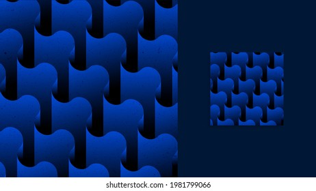 Blue Wavy Collage. Abstract Background with realistic 3D elements. Vector illustration