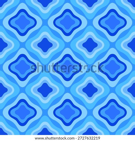 Blue Wavy Diamond Seamless Pattern
