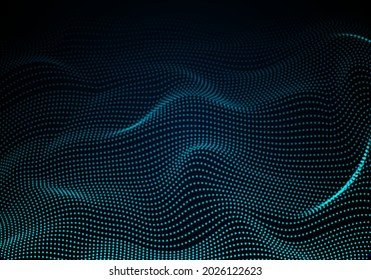 Fondo de puntos ondulados azul, diseño elegante para afiches, publicidad, plantilla de folletos