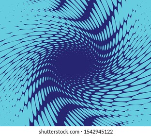 Blue Wavy dot lines background. Pattern of dots, dotted lines, circles of different scale. Futuristic pattern. Monochrome backdrop to create backgrounds, templates, posters