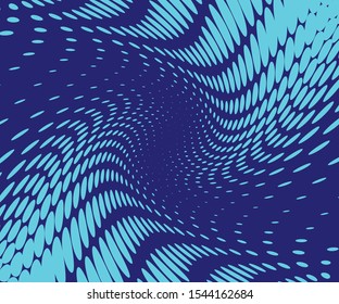 Blue Wavy dot lines background. Pattern of dots, dotted lines, circles of different scale. Futuristic pattern. Monochrome backdrop to create backgrounds, templates, posters
