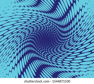 Blue Wavy dot lines background. Pattern of dots, dotted lines, circles of different scale. Futuristic pattern. Monochrome backdrop to create backgrounds, templates, posters
