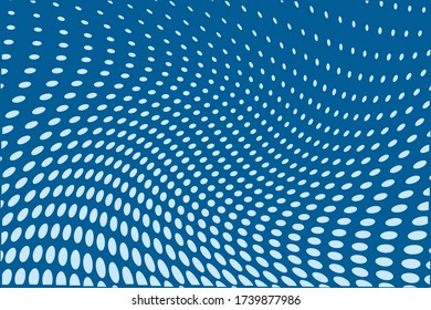 Fondo de líneas de puntos onduladas azules. Patrón de líneas punteadas, círculos de diferente escala. Patrón futurista. Fondo monocromo para crear fondos, plantillas, afiches en un estilo minimalista moderno