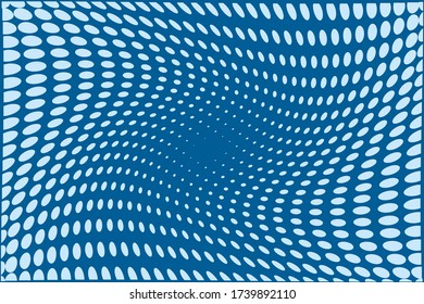 Hintergrund mit blauen Punktlinien. Muster gepunkteter Linien, Kreise unterschiedlicher Größe. Futuristisches Muster. Monochrome Hintergrundbilder, Vorlagen, Plakate im modernen minimalistischen Stil