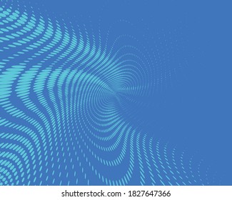 Blue Wavy dot lines background. Pattern of dots, dotted lines, circles of different scale. Vector illustration 