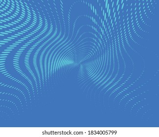 Blue Wavy dot lines background. Pattern of dots, dotted lines, circles of different scale. Vector illustration 