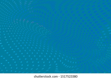 Blue Wavy dotted lines background. Pattern of dots, dotted lines, circles of different scale. Digital Gradient. Pop-art style. Grunge Backdrop. Modern futuristic Abstract panel. Vector illustration