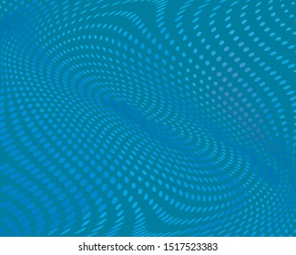 Blue Wavy dotted lines background. Pattern of dots, dotted lines, circles of different scale. Digital Gradient. Pop-art style. Grunge Backdrop. Modern futuristic Abstract panel. Vector illustration