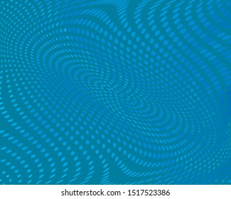 Blue Wavy dotted lines background. Pattern of dots, dotted lines, circles of different scale. Digital Gradient. Pop-art style. Grunge Backdrop. Modern futuristic Abstract panel. Vector illustration