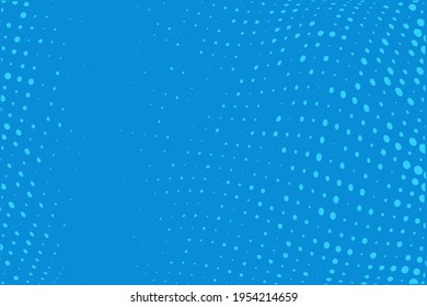 Blue Wavy dotted pattern Halftone background. Backdrop with circles, dots, rounds, design element for web banners, posters, cards, wallpaper, sites. Pop art style. Vector illustration