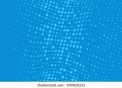 Blue Wavy dotted pattern Halftone background. Backdrop with circles, dots, rounds, design element for web banners, posters, cards, wallpaper, sites. Pop art style. Vector illustration