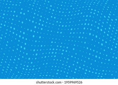 Blue Wavy dotted pattern Halftone background. Backdrop with circles, dots, rounds, design element for web banners, posters, cards, wallpaper, sites. Pop art style. Vector illustration