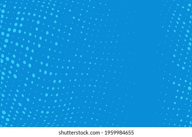 Blue Wavy dotted pattern Halftone background. Backdrop with circles, dots, rounds, design element for web banners, posters, cards, wallpaper, sites. Pop art style. Vector illustration