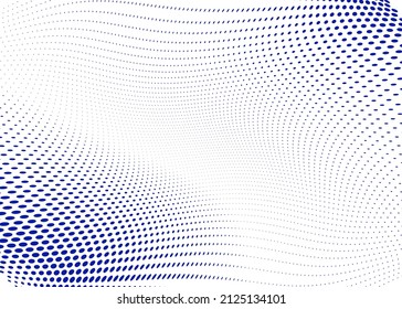 Blue wavy dotted pattern. Halftone background. Vector illustration for vintage design.