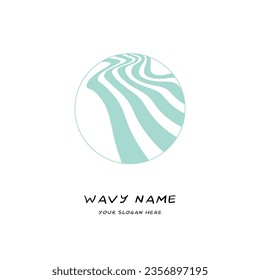 blue wavy dynamic stripes logo vector flat minimal in white