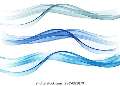 Blauer Wavy Fluss der transparenten Linien, abstrakte Welle, rauche Welle.