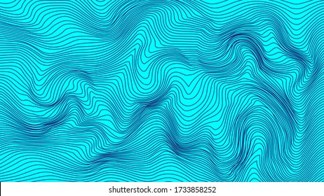 Blue wavy fluid stripes - abstract background