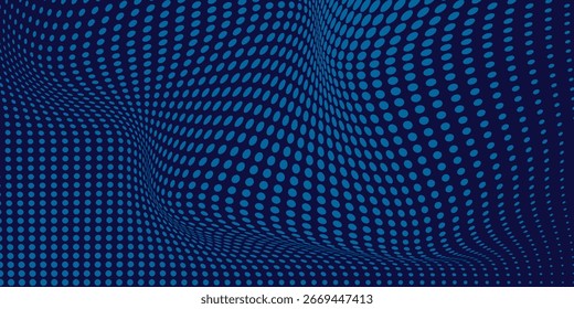 Fondo de semitono ondulado azul. Vector de estilo deportivo de arte pop Dot.