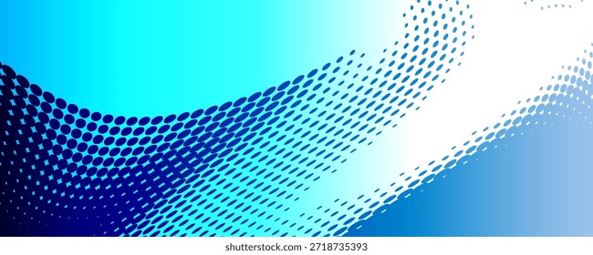 blue wavy halftone background. Dot pop art sport style vector.