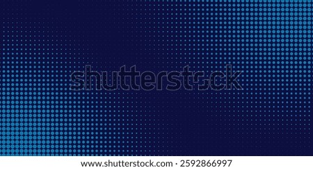 blue wavy halftone background. halftone noise gradient texture. Grunge dirty speckles and spots background. White and black faded sand grain wallpaper. Retro pixelated comic horizontal backdrop.