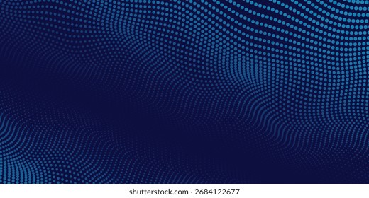 Blue wavy halftone background. Vector pop art sports style dots. EPS10