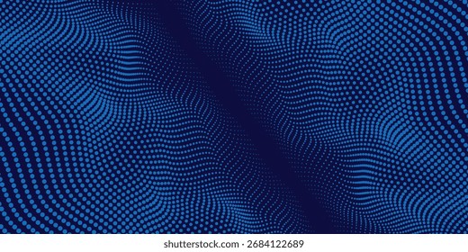 Blue wavy halftone background. Vector pop art sports style dots. EPS10