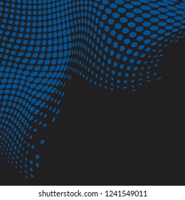 Vector de fondo negro de medio tono de onda azul