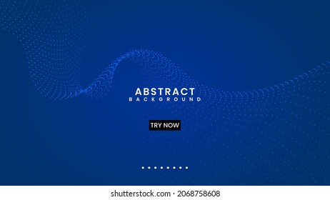 blue wavy line background with dot particles. Vector illustration for modern technology concept, digital element banner and website