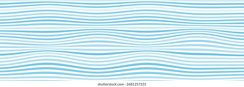 Fondo de línea ondulada azul. Rayas curvas fluidas en tonos azules claros y oscuros para temas de mar, agua, verano, marinos, acuáticos o bebés. Diseño de Vector dinámico.