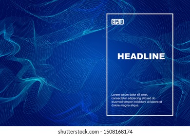 Blue wavy line dynamic particle poster background