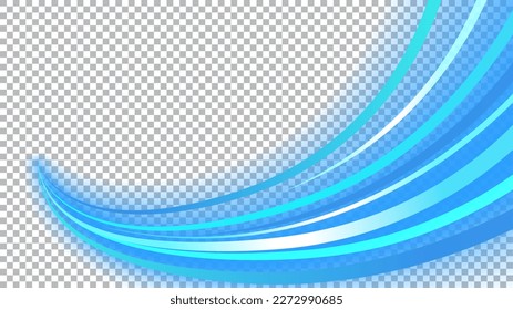 Blue wavy line of light with a white transparent pattern, PNG Ready, Vector Illustration