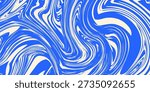 Blue wavy lines abstract background. Trendy psychedelic retro style backdrop. Waves, swirl and twirl pattern. Twisted distorted vector texture.

